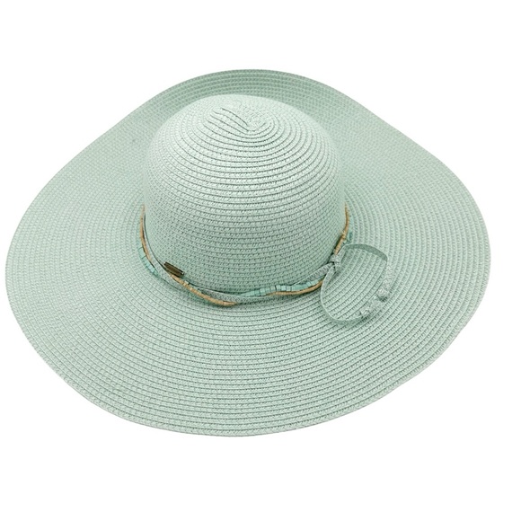 Coolibar Beaded Turquoise Sun Hat Floppy Sun Beach OS - Picture 1 of 7